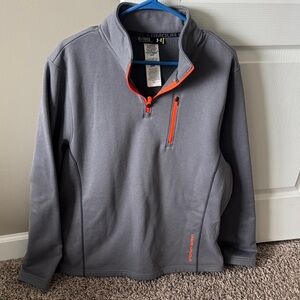 Under Armour Men's Quarter Zip pullover in Gray with Orange Highlights